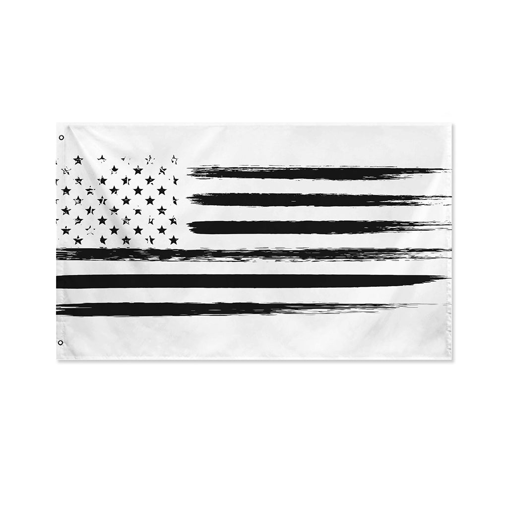 White And Black USA Flag Print Polyester Flag