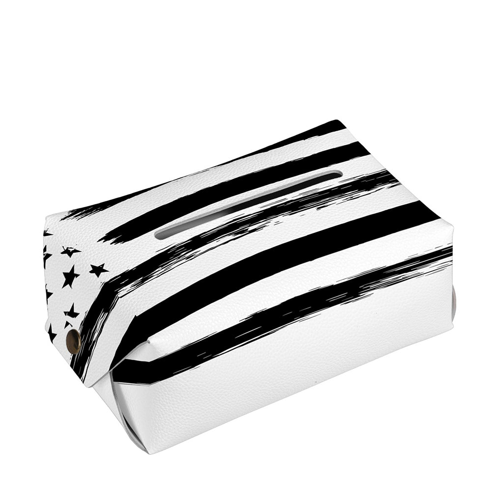 White And Black USA Flag Print Rectangle Tissue Box Cover