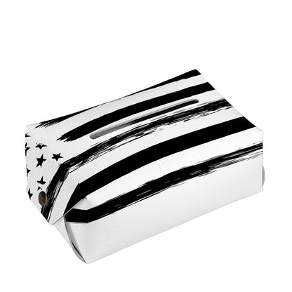 White And Black USA Flag Print Rectangle Tissue Box Cover