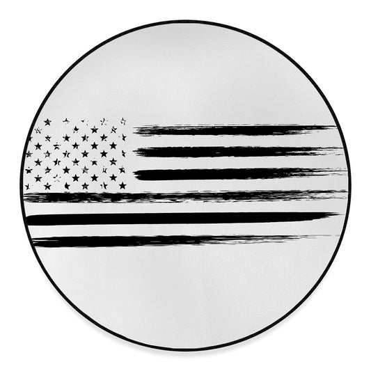 White And Black USA Flag Print Round Floor Mat