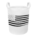 White And Black USA Flag Print Round Laundry Basket