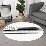 White And Black USA Flag Print Round Rug