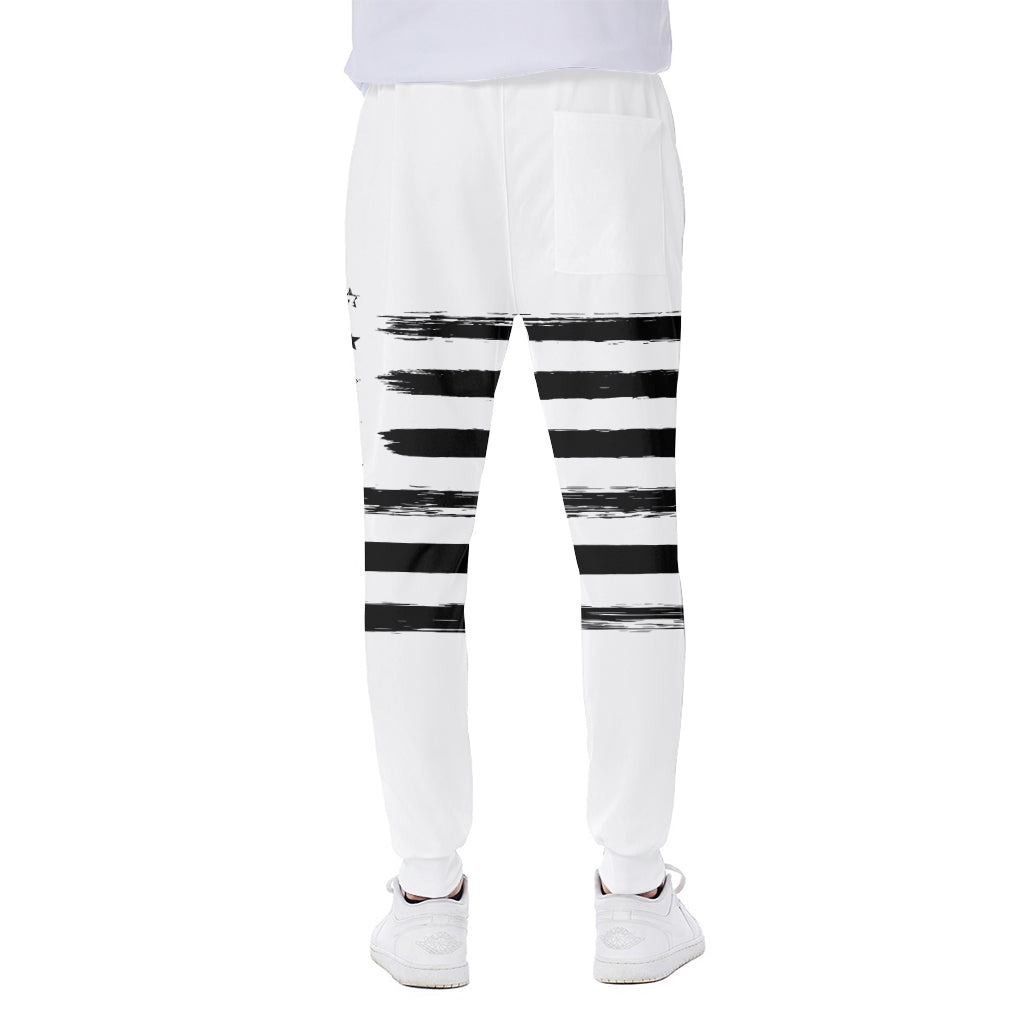White And Black USA Flag Print Scuba Joggers