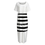 White And Black USA Flag Print Short Sleeve Long Nightdress