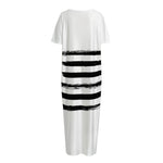 White And Black USA Flag Print Short Sleeve Long Nightdress