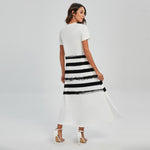 White And Black USA Flag Print Short Sleeve Maxi Dress