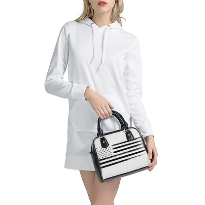 White And Black USA Flag Print Shoulder Handbag