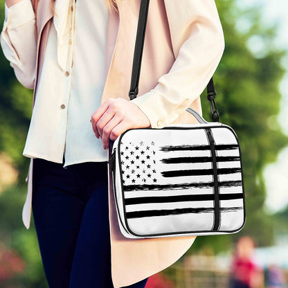 White And Black USA Flag Print Shoulder Strap Bible Bag