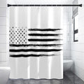 White And Black USA Flag Print Shower Curtain