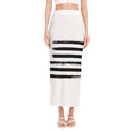 White And Black USA Flag Print Side Slit Maxi Skirt