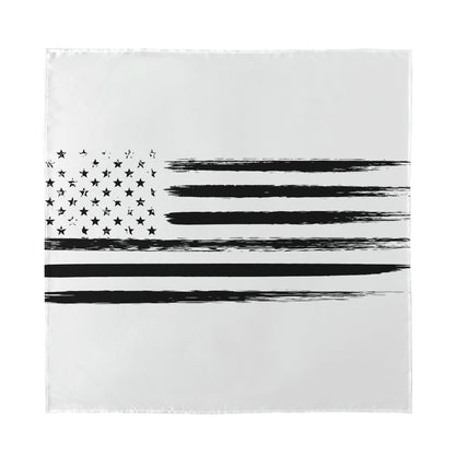 White And Black USA Flag Print Silk Bandana