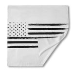 White And Black USA Flag Print Silk Bandana