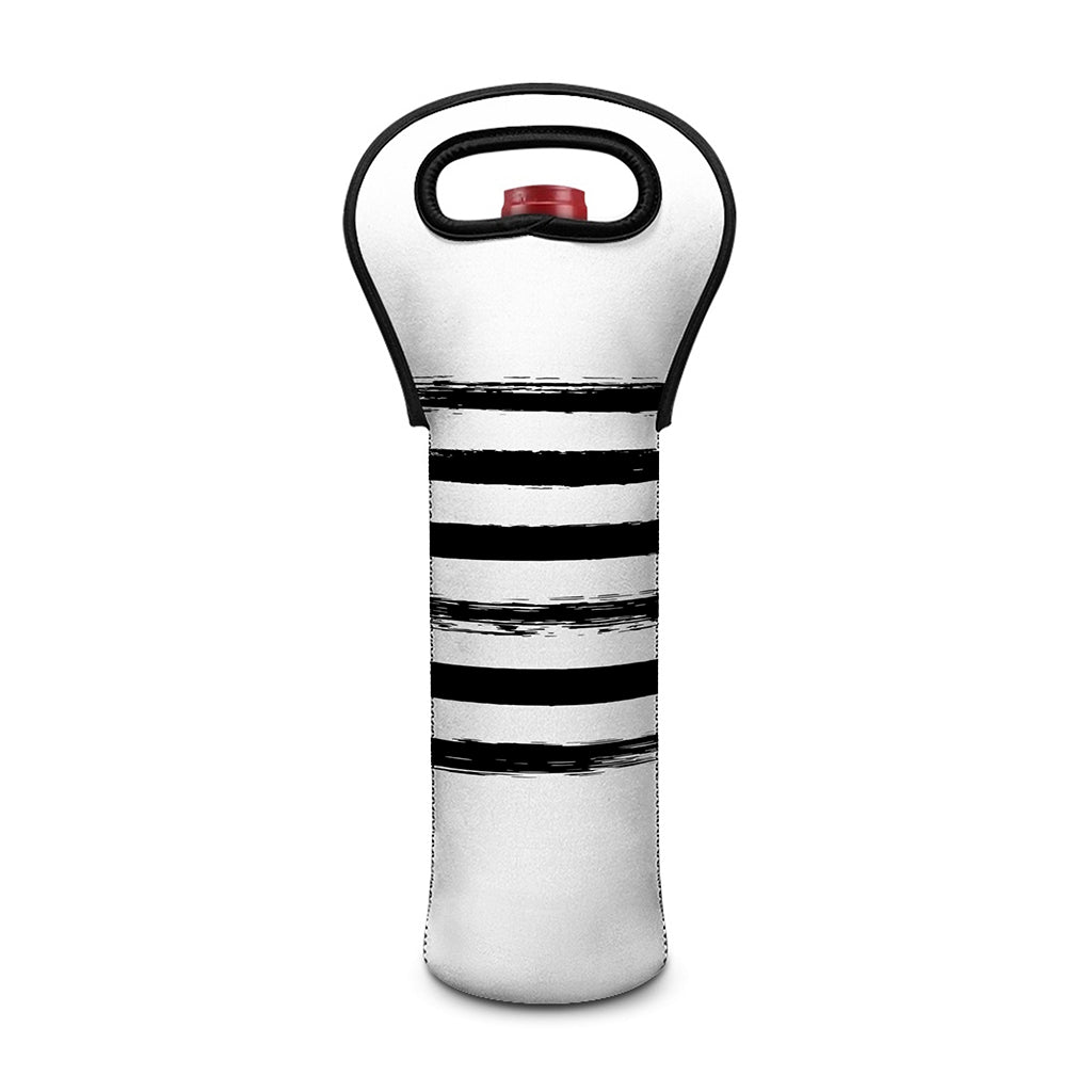 White And Black USA Flag Print Single Neoprene Wine Tote