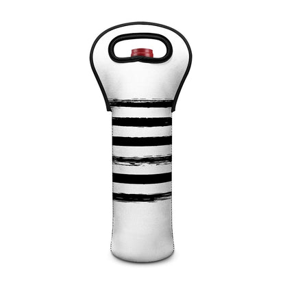 White And Black USA Flag Print Single Neoprene Wine Tote