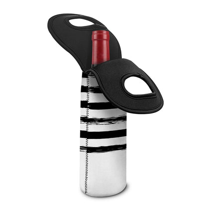 White And Black USA Flag Print Single Neoprene Wine Tote