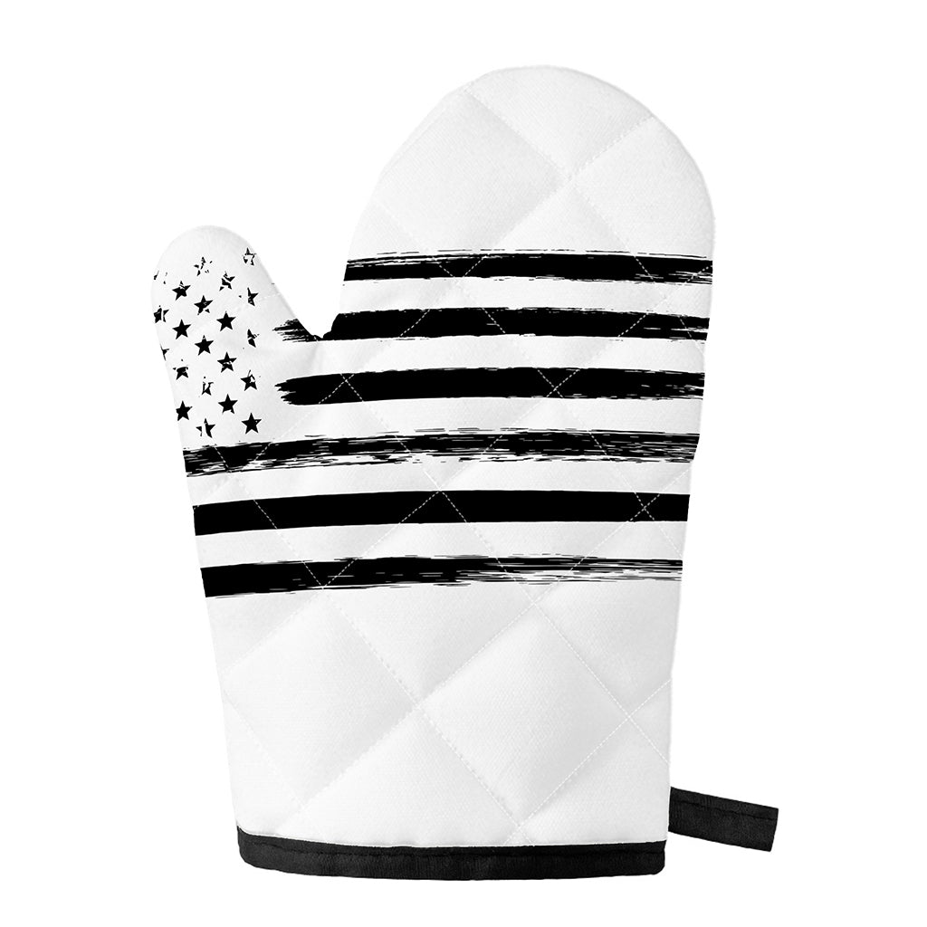 White And Black USA Flag Print Single Oven Mitt