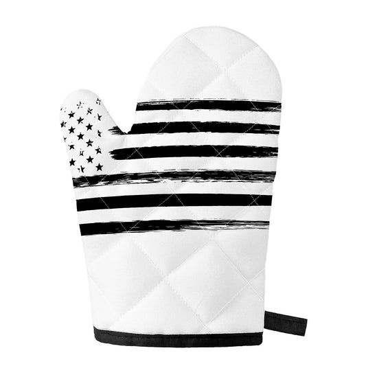 White And Black USA Flag Print Single Oven Mitt