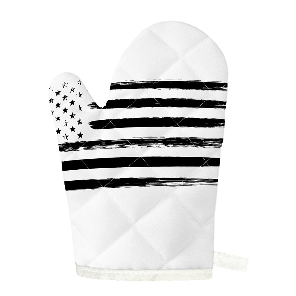 White And Black USA Flag Print Single Oven Mitt