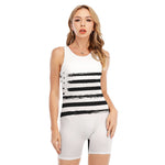 White And Black USA Flag Print Sleeveless One Piece Swimsuit