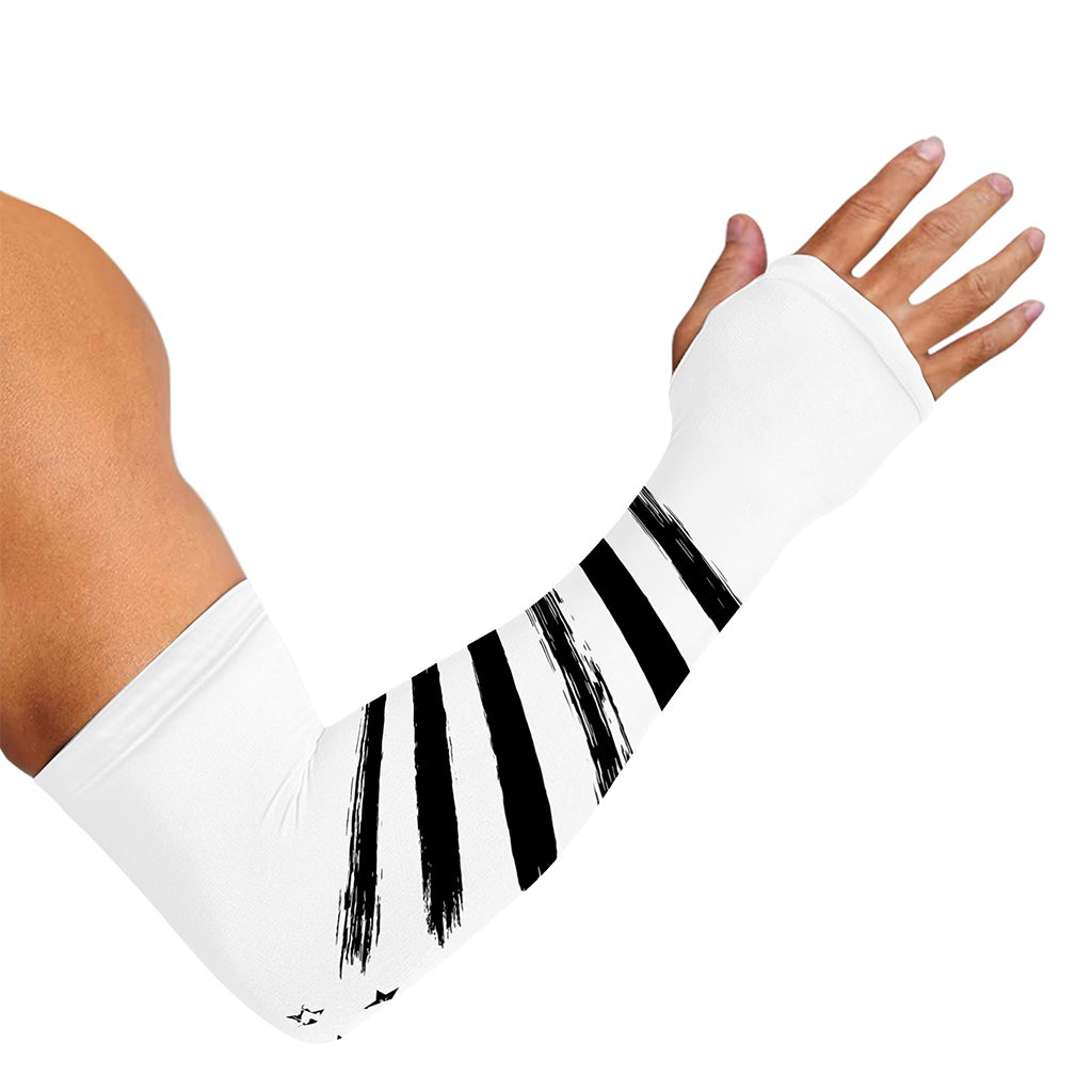 White And Black USA Flag Print Sun Protection Arm Sleeves