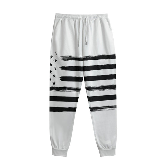 White And Black USA Flag Print Sweatpants