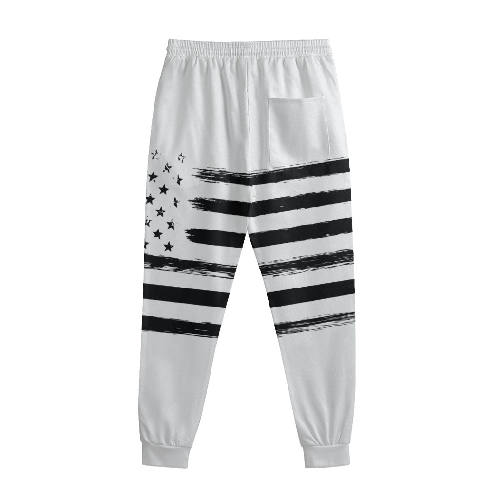 White And Black USA Flag Print Sweatpants