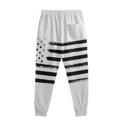 White And Black USA Flag Print Sweatpants