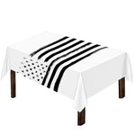 White And Black USA Flag Print Tablecloth