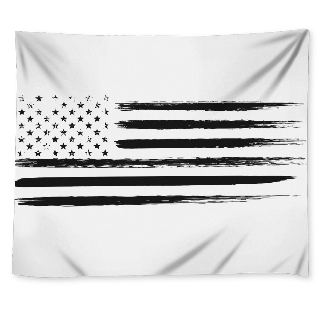 White And Black USA Flag Print Tapestry