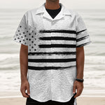 White And Black USA Flag Print Textured Short Sleeve Shirt