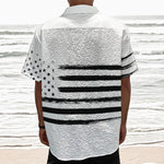 White And Black USA Flag Print Textured Short Sleeve Shirt