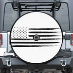 White And Black USA Flag Print Tire Cover With Camera Hole