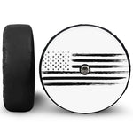 White And Black USA Flag Print Tire Cover With Camera Hole