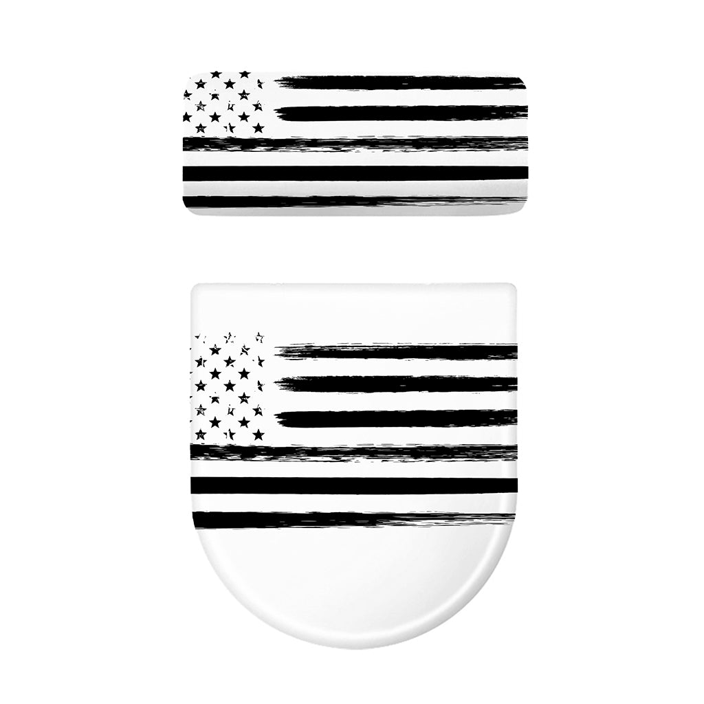 White And Black USA Flag Print Toilet Lid And Tank Cover Set