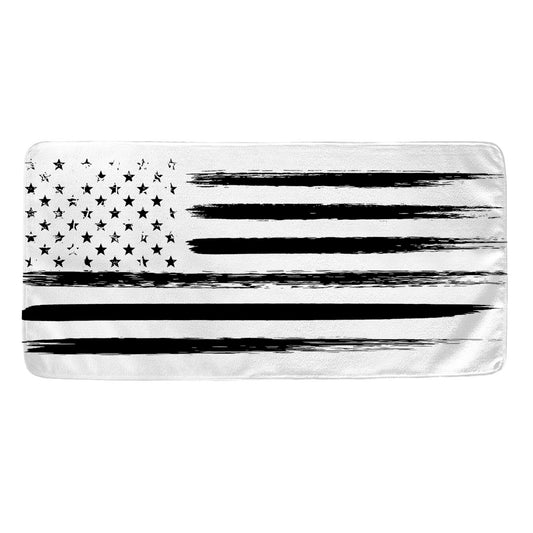 White And Black USA Flag Print Towel