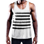 White And Black USA Flag Print Training Tank Top