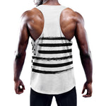 White And Black USA Flag Print Training Tank Top