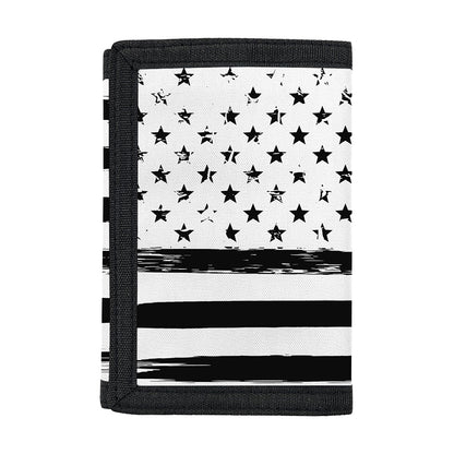 White And Black USA Flag Print Trifold Wallet