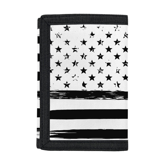 White And Black USA Flag Print Trifold Wallet