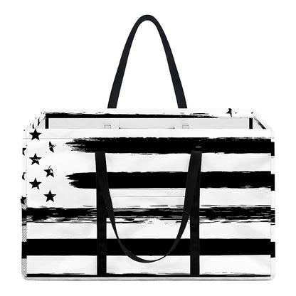 White And Black USA Flag Print Utility Tote Bag