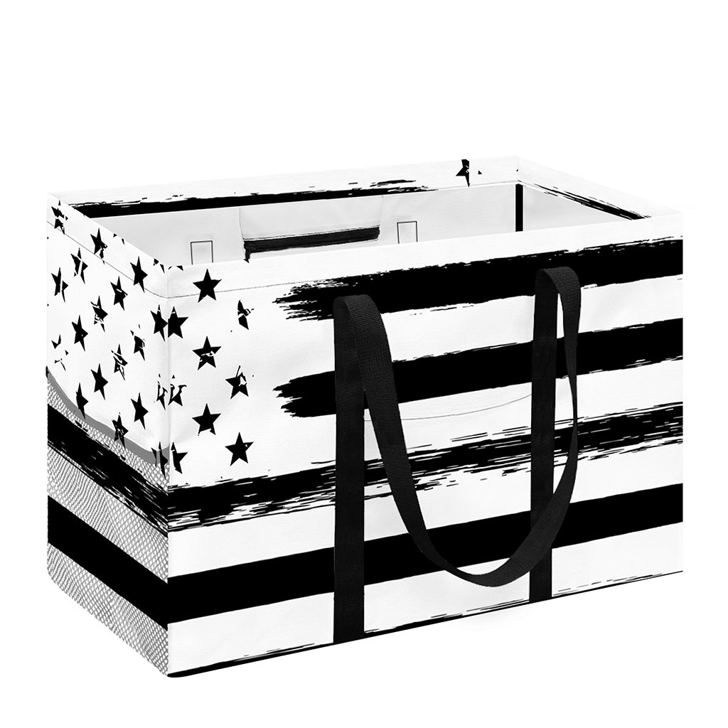 White And Black USA Flag Print Utility Tote Bag