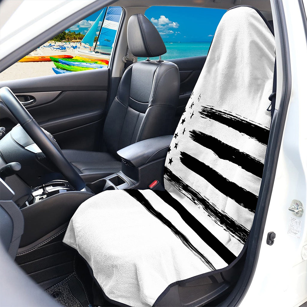 White And Black USA Flag Print Waterproof Car Seat Cover