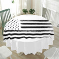 White And Black USA Flag Print Waterproof Round Tablecloth