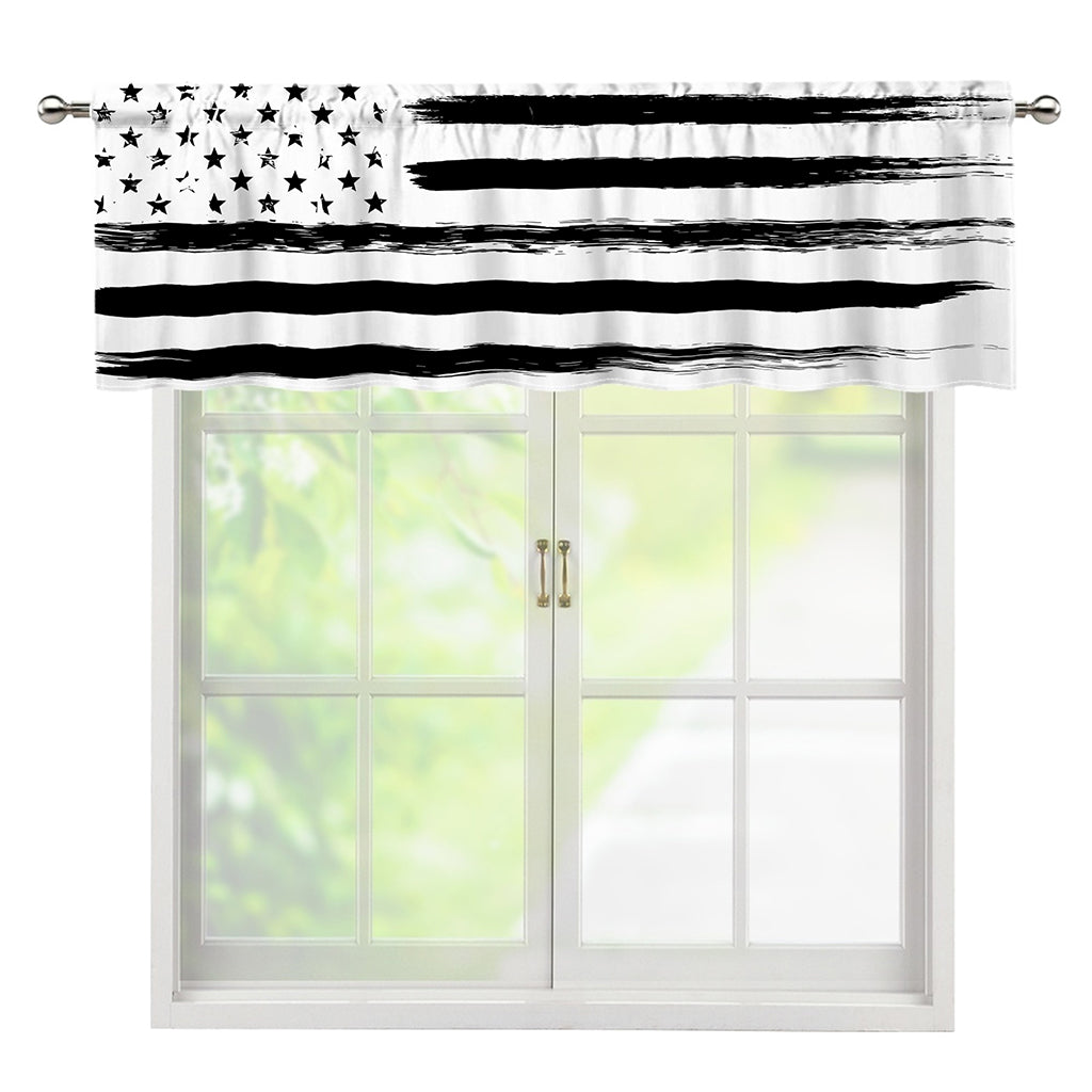 White And Black USA Flag Print Window Valance