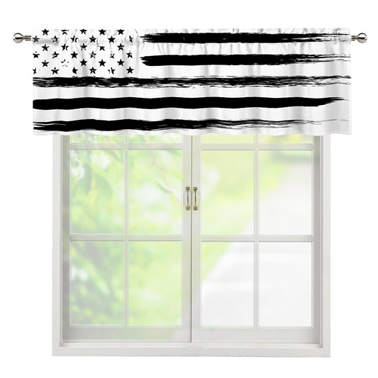White And Black USA Flag Print Window Valance