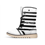 White And Black USA Flag Print Winter Boots