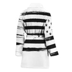 White And Black USA Flag Print Women's Bathrobe