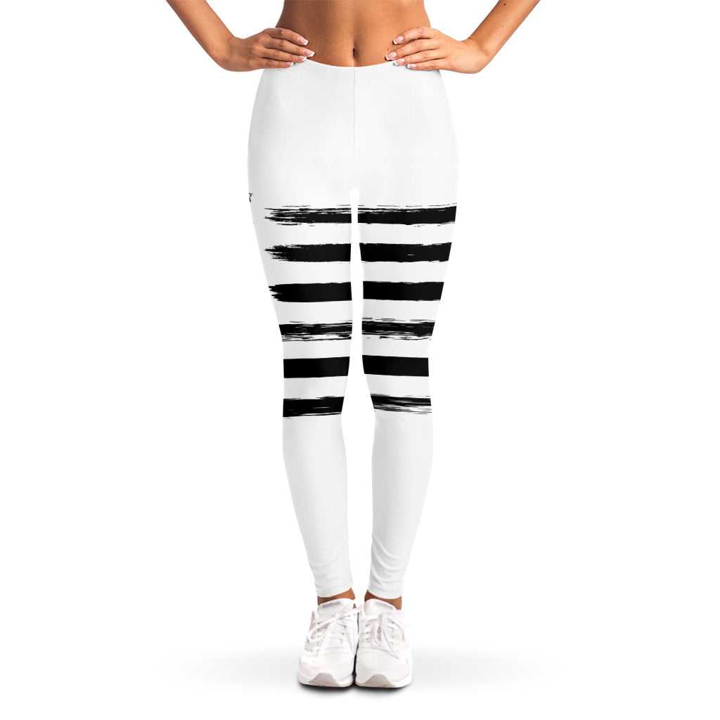 White And Black USA Flag Print Women's Leggings