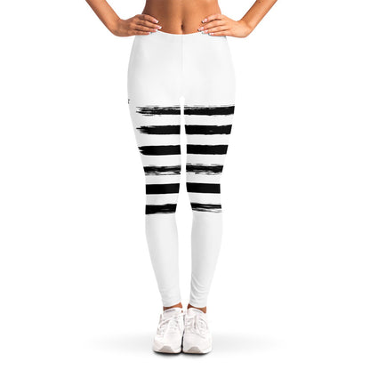White And Black USA Flag Print Women's Leggings
