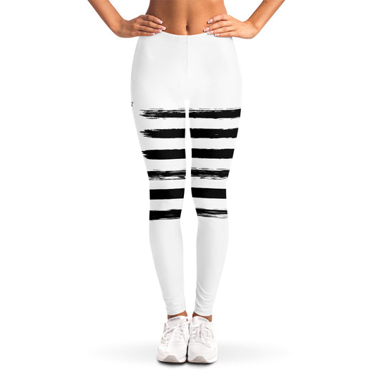 White And Black USA Flag Print Women's Leggings